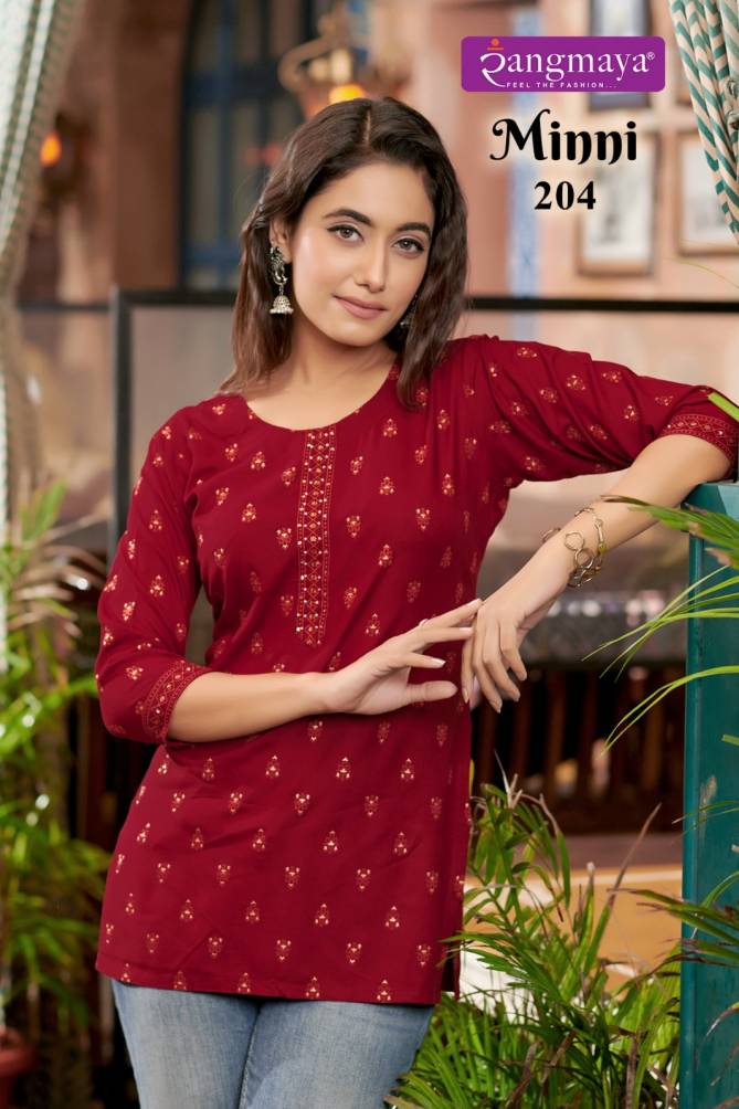 Minni Vol 2 By Rangmaya Rayon Designer Ladies Short Top Suppliers In India
